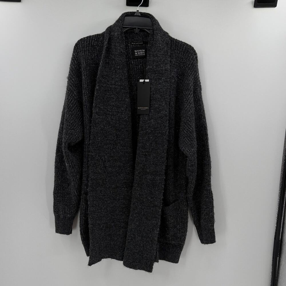 Scotch & Soda Women's Cardigan with built in Scarf - Gray with metallic - S NWT